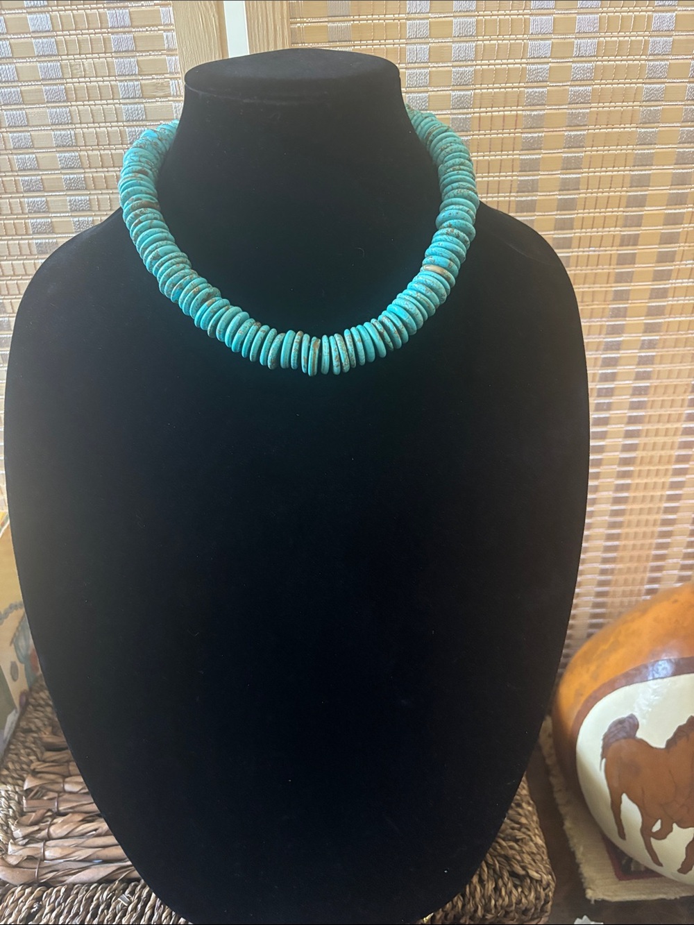 Turquoise Beaded Disk Necklace - Women Jewelry